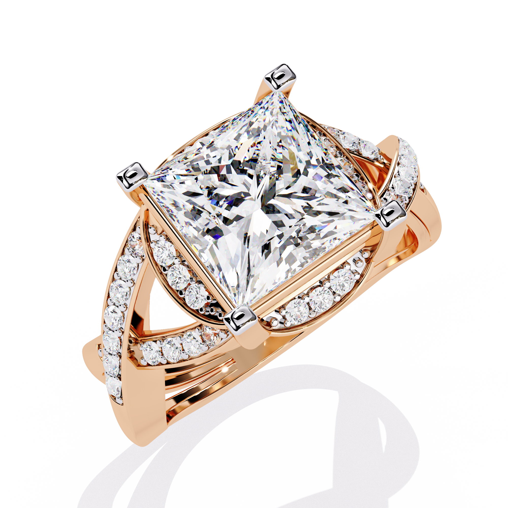 3.47 CT Halo Lab Grown Diamond Ring – 14K Yellow Gold